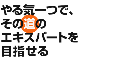 やる気一つで、その道のエキスパートを目指せる